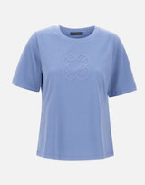 ELENA MIRO' T-shirt con ricamo monogram Light Blue Donna 