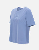 ELENA MIRO' T-shirt con ricamo monogram Light Blue Donna 