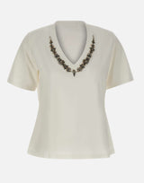 ELENA MIRO' T-shirt con ricamo gioiello WHITE Donna 