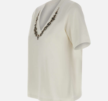 ELENA MIRO' T-shirt con ricamo gioiello WHITE Donna 