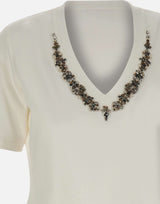 ELENA MIRO' T-shirt con ricamo gioiello WHITE Donna 