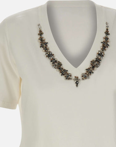 ELENA MIRO' T-shirt con ricamo gioiello WHITE Donna 