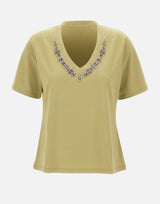 ELENA MIRO' T-shirt con ricamo gioiello GREEN Donna 