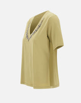 ELENA MIRO' T-shirt con ricamo gioiello GREEN Donna 