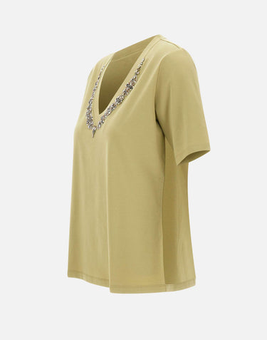 ELENA MIRO' T-shirt con ricamo gioiello GREEN Donna 