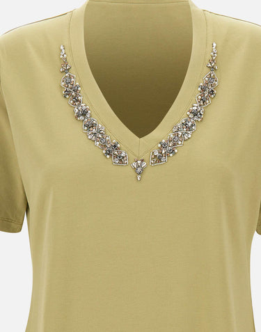 ELENA MIRO' T-shirt con ricamo gioiello GREEN Donna 