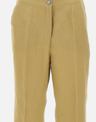 ELENA MIRO' Pantaloni in lino GREEN Donna 