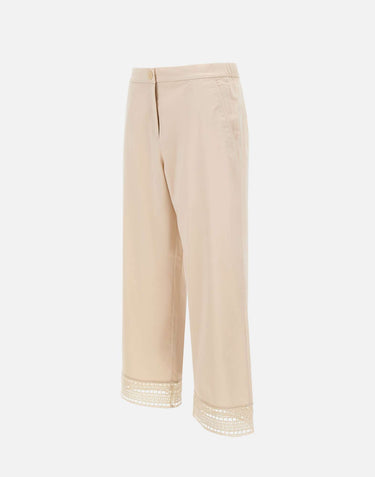 ELENA MIRO' Pantaloni con ricamo BEIGE Donna 