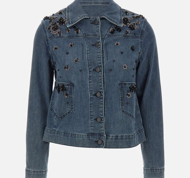 ELENA MIRO' Giacca in denim con decorazioni di pailettes BLUE Donna 