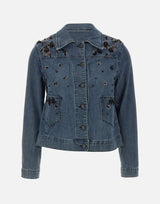 ELENA MIRO' Giacca in denim con decorazioni di pailettes BLUE Donna 