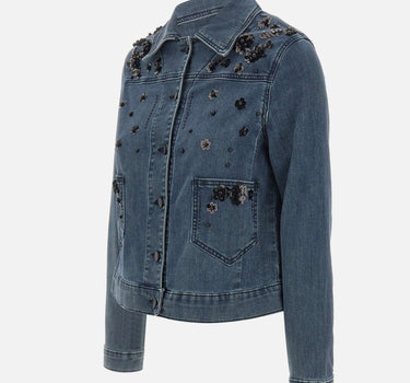 ELENA MIRO' Giacca in denim con decorazioni di pailettes BLUE Donna 