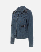 ELENA MIRO' Giacca in denim con decorazioni di pailettes BLUE Donna 