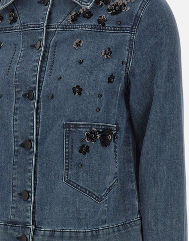 ELENA MIRO' Giacca in denim con decorazioni di pailettes BLUE Donna 