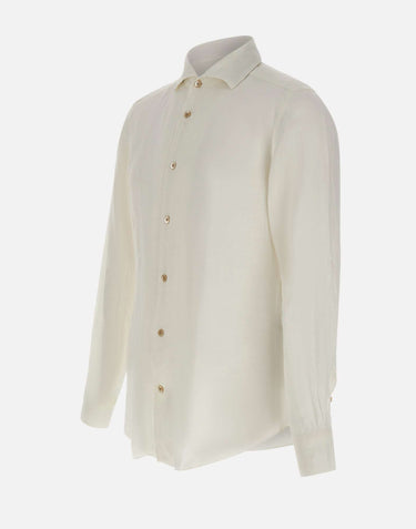 ELEVENTY Camicia in lino WHITE Uomo 