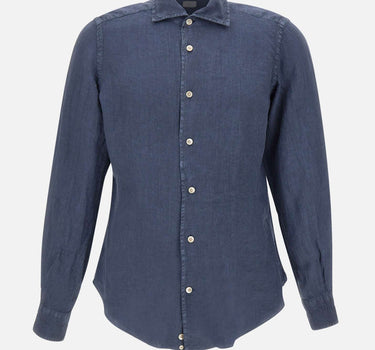 ELEVENTY Camicia in lino BLUE Uomo 