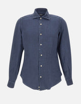 ELEVENTY Camicia in lino BLUE Uomo 