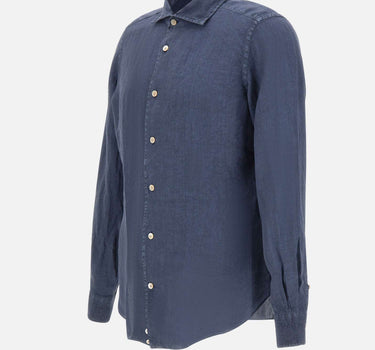 ELEVENTY Camicia in lino BLUE Uomo 