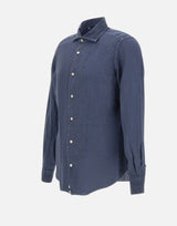 ELEVENTY Camicia in lino BLUE Uomo 