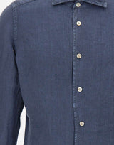ELEVENTY Camicia in lino BLUE Uomo 