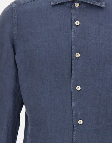 ELEVENTY Camicia in lino BLUE Uomo 