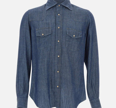 ELEVENTY Camicia in misto lyocell BLUE Uomo 