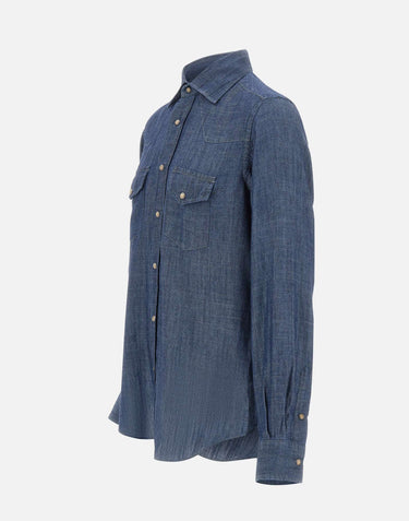 ELEVENTY Camicia in misto lyocell BLUE Uomo 