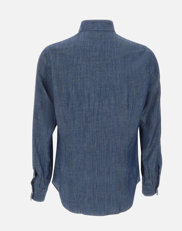 ELEVENTY Camicia in misto lyocell BLUE Uomo 