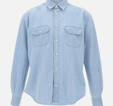 ELEVENTY Camicia in misto cotone e lino Light Blue Uomo 