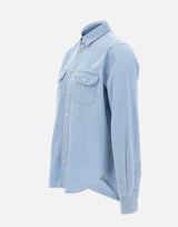 ELEVENTY Camicia in misto cotone e lino Light Blue Uomo 