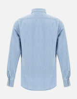 ELEVENTY Camicia in misto cotone e lino Light Blue Uomo 