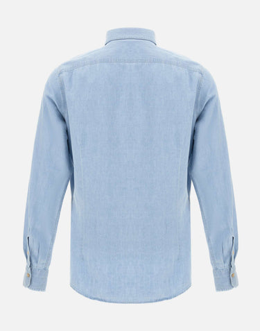 ELEVENTY Camicia in misto cotone e lino Light Blue Uomo 