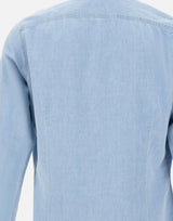 ELEVENTY Camicia in misto cotone e lino Light Blue Uomo 