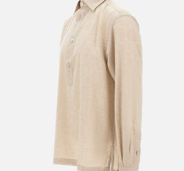 ELEVENTY Camicia popover in cotone BEIGE Uomo 