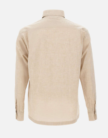 ELEVENTY Camicia popover in cotone BEIGE Uomo 