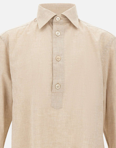ELEVENTY Camicia popover in cotone BEIGE Uomo 