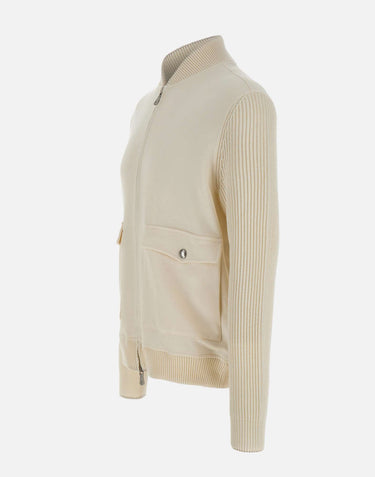 ELEVENTY Giacca con inserti in maglia WHITE Uomo 