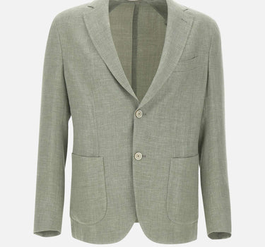 ELEVENTY Blazer in misto lino e lana GREEN Uomo 