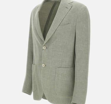 ELEVENTY Blazer in misto lino e lana GREEN Uomo 
