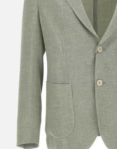 ELEVENTY Blazer in misto lino e lana GREEN Uomo 