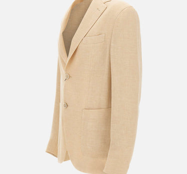 ELEVENTY Blazer in misto lino e lana BEIGE Uomo 