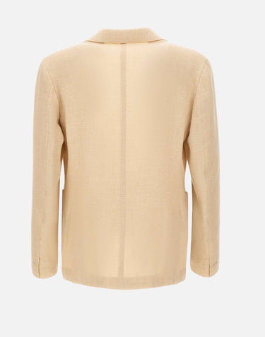 ELEVENTY Blazer in misto lino e lana BEIGE Uomo 