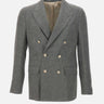 ELEVENTY Blazer doppio petto in misto lino GREY Uomo 