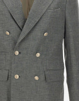 ELEVENTY Blazer doppio petto in misto lino GREY Uomo 