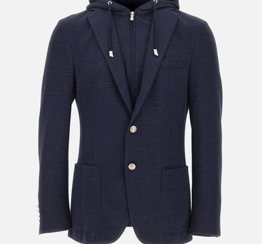 ELEVENTY Giacca in misto cotone con pettorina BLUE Uomo 