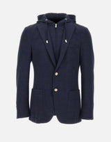 ELEVENTY Giacca in misto cotone con pettorina BLUE Uomo 