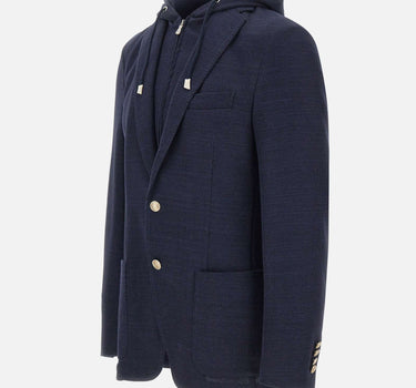 ELEVENTY Giacca in misto cotone con pettorina BLUE Uomo 