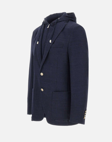 ELEVENTY Giacca in misto cotone con pettorina BLUE Uomo 