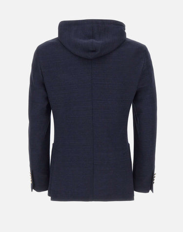 ELEVENTY Giacca in misto cotone con pettorina BLUE Uomo 