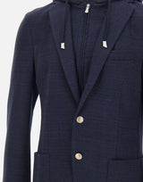 ELEVENTY Giacca in misto cotone con pettorina BLUE Uomo 