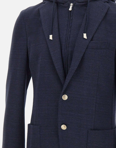 ELEVENTY Giacca in misto cotone con pettorina BLUE Uomo 
